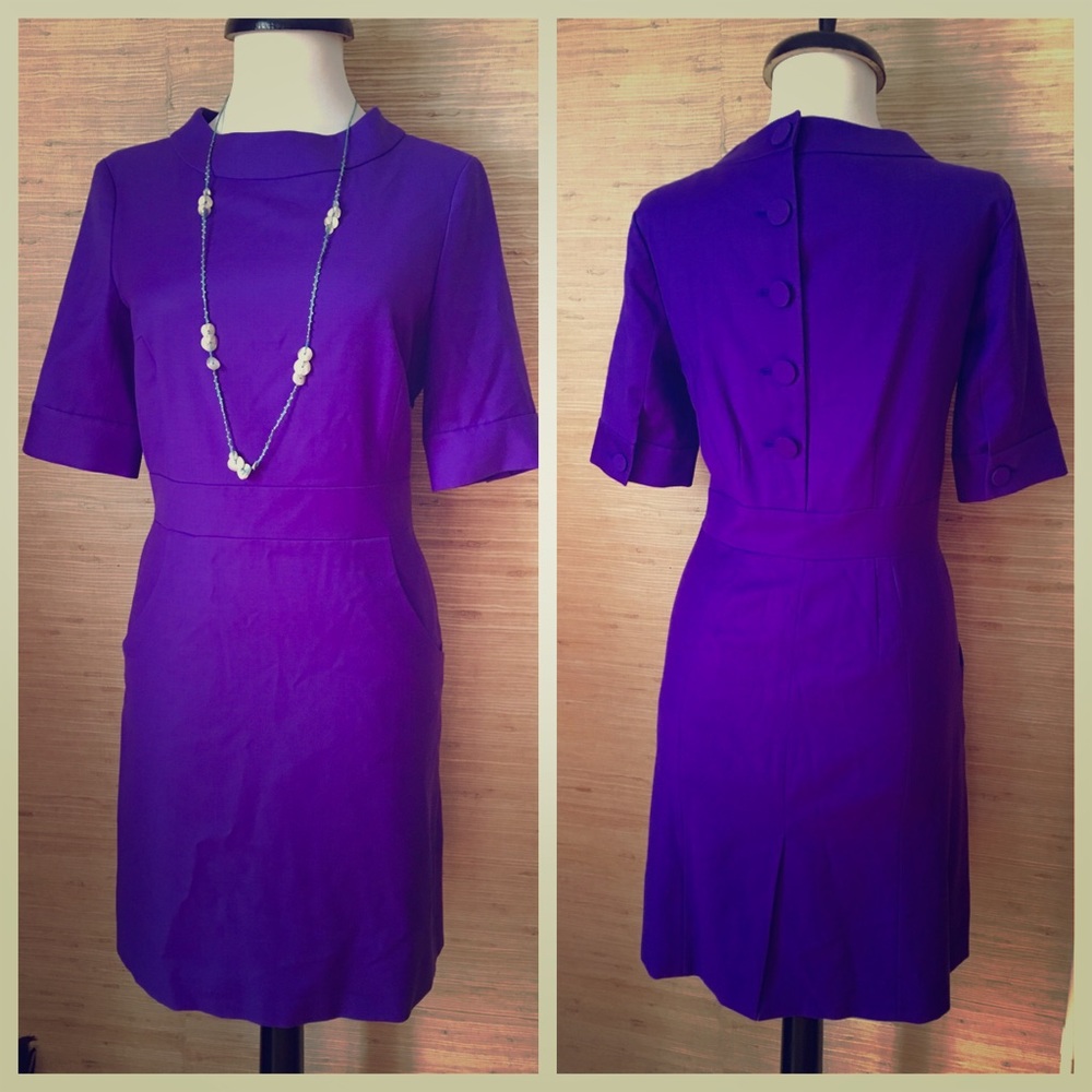 Purple Wool J.Crew Sheath Dress, Size 2P